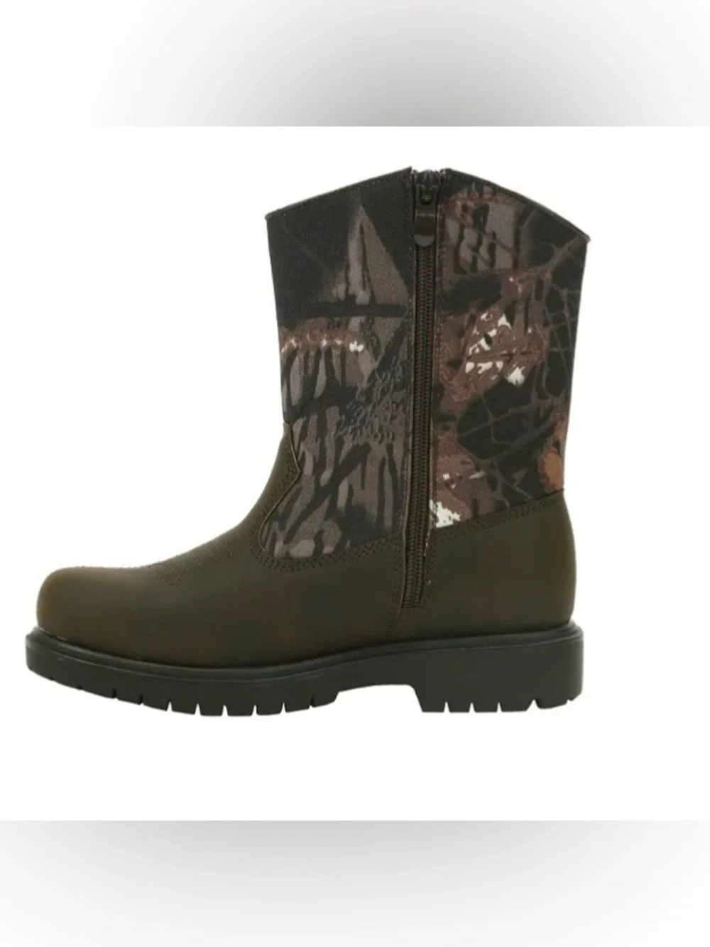 Deer Stags Brown and Dark Brown Kids Western Work Boot Size 1